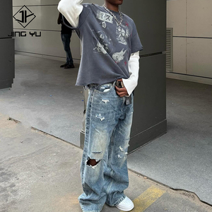 Custom Oversized T Shirt High Quality Acid Wash Graphic <strong>Cotton</strong> <strong>Long</strong> <strong>Sleeve</strong> Vintage Waffle Boxy Double Layer <strong>Long</strong> <strong>Sleeve</strong> T-shirt - Product Image 5