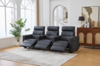 Juego de sofá reclinable con luces LED personalizadas de lujo moderno, cuero inteligente eléctrico de 3 plazas para cine en casa, muebles de sala de estar de madera