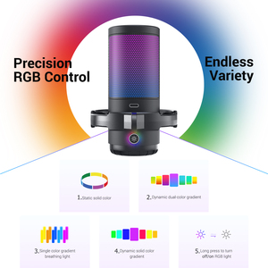 Micrófono de Condensador Profesional <span class=keywords><strong>para</strong></span> Juegos RGB ZTD38 OEM ODM de Zimhome, Nuevo Modelo 2024, <span class=keywords><strong>con</strong></span> Filtro Pop, Soporte Antivibraciones y Trípode <span class=keywords><strong>para</strong></span> <span class=keywords><strong>PC</strong></span> - Product Image 3