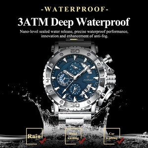 Reloj de Pulsera de Cuarzo de Lujo para Hombre POEDAGAR 892, Reloj con Calendario, Luminoso, Impermeable, Cronógrafo Masculino de Acero Inoxidable - Product Image 4