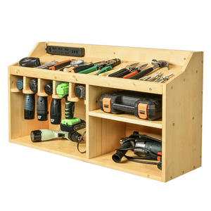 Big Wooden Power Tool Storage Cabinets Drill Charging Station Pliers Hammer Tool Garage Organizer