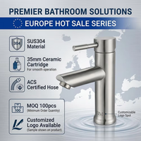 Robinet de lavabo multifonctionnel en acier inoxydable à poignée unique, chaud et froid, à montage sur plan, fourni directement par l'usine