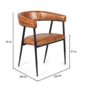 Chaises de salle à manger en cuir avec structure métallique de style industriel, coussin haute densité et coutures durables pour la décoration de style farmhouse - Product Image 5