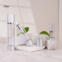 Flacon pompe sans air en verre givré argenté mat de 15 ml, 30 ml, 50 ml, 100 ml pour sérum de soin de la peau, huile corporelle