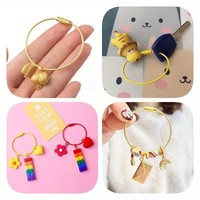 Op voorraad: Pastorale stijl kleurrijke metalen draadkabel hangers, draadlussen en springringen, DIY sleutelhanger en koord accessoires