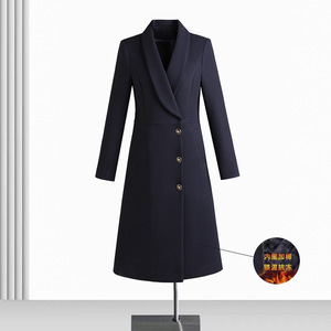 Women's Mid Length Wool <b>Blend</b> Coat Slim Fit Full Sleeve Warm Winter Overcoat For Office Jewelry Store Use - Product Image 3