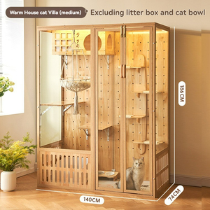 Villa Modular de Cristal <span class=keywords><strong>para</strong></span> <span class=keywords><strong>Gatos</strong></span>, Jaula de Madera Personalizada con Caja de Arena Extraíble, Casa de Juegos Interior Grande, Vista Panorámica, Muebles <span class=keywords><strong>para</strong></span> Mascotas - Product Image 4