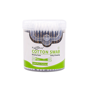 200 bâtonnets de coton en papier à motif léopard avec capuchon semi-ajustable, boîte ronde pour les personnes soucieuses de l'environnement - Product Image 1