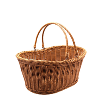 Panier de rangement en rotin tissé à la main de haute qualité et durable avec poignées, en matériau PP, multifonctionnel pour le rangement des aliments et des vêtements