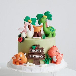 Adorno para Pastel de Dinosaurio, Decoración de Pastel de Plástico Suave, Adornos de Estilo Bosque de Dinosaurios, Tronco de Cocotero - Product Image 5