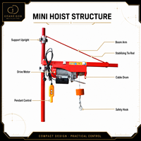 Mini-treuil électrique 1 tonne à câble métallique certifié CE ISO