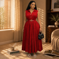 Robe longue vintage européenne pour femme, sans manches, col plissé, coupe trapèze, taille haute avec ceinture, respirante, élégante, pour soirée, mode estivale