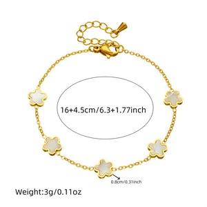 European American Style Flower Shell Jewelry <b>Set</b> Gold Plated Stainless Steel Women's Everyday Wear Necklace <b>Bracelet</b> Earrings - Product Image 5