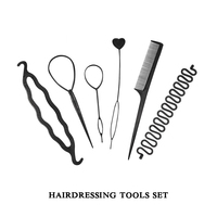 Vente en gros personnalisé 6 pièces/ensemble de tresses mille-pattes français ensemble de peignes en plastique queue de rat outils et accessoires de tressage de cheveux