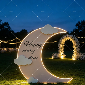 Sfondo in PVC a Forma di Luna Crescente, Moderno Pannello Decorativo a Nuvola e Luna per Foto, Ideale per Baby Shower, Compleanni, Matrimoni e Feste - Product Image 5