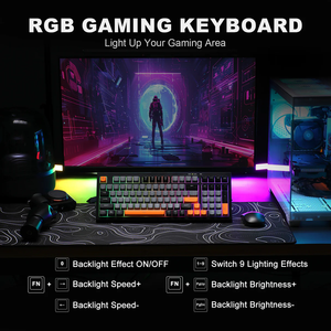 YUNZII D98 <span class=keywords><strong>clavier</strong></span> à <span class=keywords><strong>membrane</strong></span> rvb filaire 98 touches <span class=keywords><strong>clavier</strong></span> de jeu de bureau silencieux avec pavé numérique étanche Anti Ghosting - Product Image 5