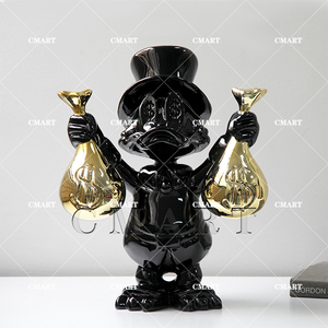 Estatua de Scrooge McDuck a Bajo Precio, en Todos los Colores, con Bolsa de Dinero, Escultura Pop Art de Dagobert Duck, Artesanía de Resina en Cromo Dorado y Negro - Product Image 6