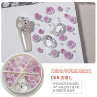 Vente chaude camélia 3d fleur rose diamant ovale pierres accessoires perle nail art résine fleurs pour ongles décoration fournitures