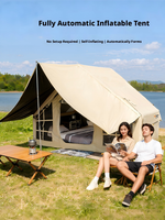 Grande tente de camping gonflable entièrement automatique quatre saisons portable 6.6-3, triple protection imperméable avec revêtement noir, 2 portes et 6 fenêtres