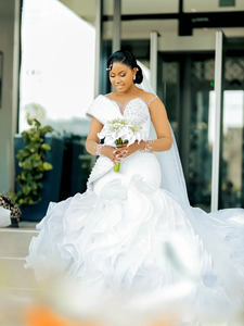 Robe de mariée personnalisée pour la mariée, robe de mariée sirène grande taille, robe de mariée sirène élégante, robes de mariée sirène africaines - Product Image 5