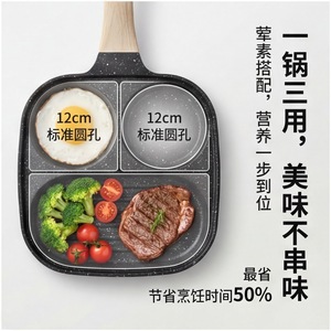 กระทะทอดไข่แบบไม่ติด 3-in-1 หินไมแฟน ก้นแบน ขนาดเล็ก สองช่อง พร้อมฝาปิด - Product Image 4