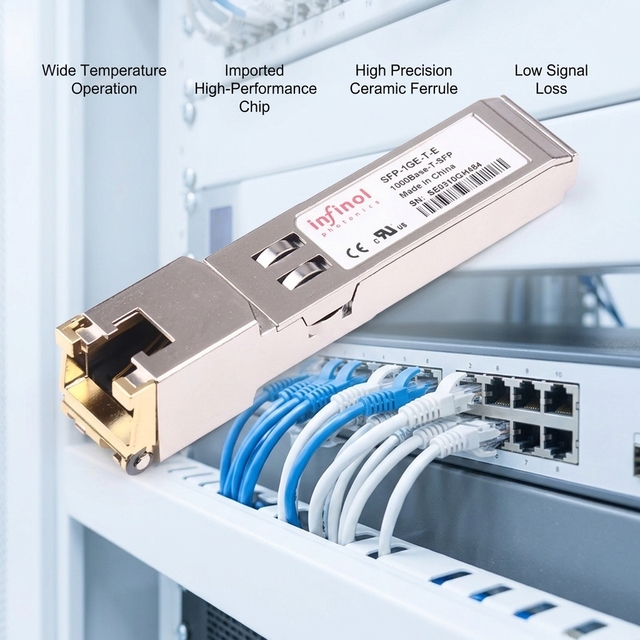 Premium Quality SFP Gigabit Ethernet Module 10 100 1000Mbps Adaptive RJ45 Port Hot Swappable Long Service Life Maintenance Free