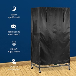 กรงนกผ้าอ๊อกซ์ฟอร์ดกันน้ำแบบพับได้ โครงเหล็กสี่เหลี่ยมลายสก็อตสีดำ ขนาดใหญ่ สำหรับนกแก้ว ใช้กลางแจ้งได้ - Product Image 3