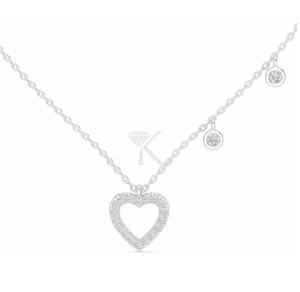Collier Cœur Asymétrique en Diamant, Or Massif 14K, Pendentif Cœur Ouvert Pavé avec Serti Bezel de Diamants de Laboratoire, Élégant et Moderne - Product Image 3