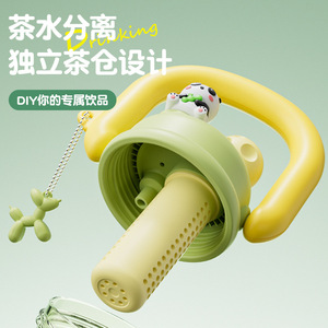 Plastic Cup Double Drink Tea Strainer Water Bottle For Women Travel Use High Capacity Summer Style - Product Image 4