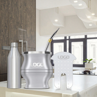 Ensemble de tasses de maté modernes à double paroi en acier inoxydable avec brosse de nettoyage à paille de gourde Tea Shaper Tous les accessoires en métal