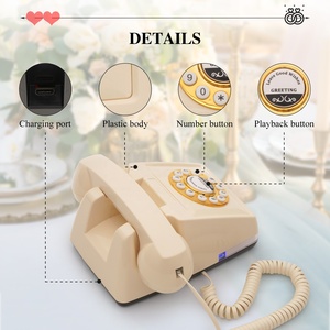 Livre d'or audio Mariage Téléphone de bureau vintage Message vocal Livre d'or antique Téléphone avec <span class=keywords><strong>carte</strong></span> TF & Li + batterie rechargeable - Product Image 3
