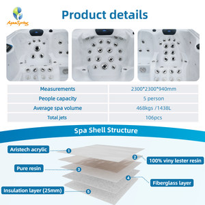 Jacuzzi de Lujo para 5 Personas, Spa Exterior con Hidromasaje, Bañera de Hidromasaje con Carcasa de Acrílico Aristech y Sistema de Control Balboa - Product Image 3
