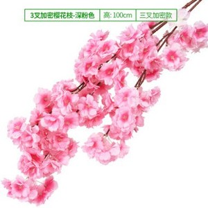 กิ่งซากุระประดิษฐ์สีชมพูเข้ม 100 ซม. แบบสามกิ่ง สำหรับตกแต่งบ้าน ระเบียง ตั้งพื้น - Product Image 2