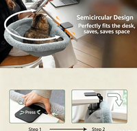 Lit pour chat pliable à fixer sur le bureau, pivotant à 360 degrés, peu encombrant, en peluche, pour la maison et le bureau