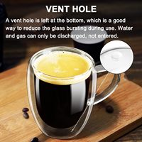2 Pcs 4pcs 350 MLHaute qualité, réutilisable, résistance aux hautes températures, conception personnalisée, tasses en verre à double paroi avec poignée