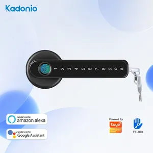 Kadonio Modern Biometric Digital Finger Print Doors Latch Handle Safety Code Lever Lock Interior