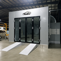 Cabine de peinture RuiBo pour voitures, avec porte pliante en verre, unité de ventilation, conduit flexible, rampe de chargement pour véhicules, cabine de peinture complète pour véhicules