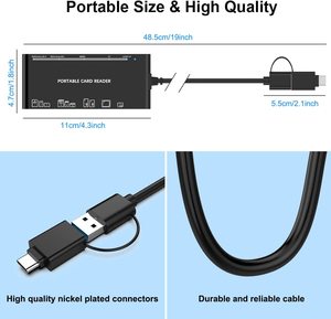 Lector de Tarjetas de Memoria Multifuncional 7 en 1 - Lector de Tarjetas USB C, Lightning, USB 3.0 para Tarjetas TF y CF, Adaptador para Teléfono - Product Image 5
