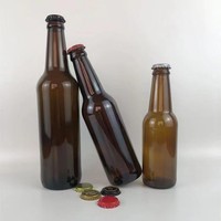 Botol Bir Kaca Amber dalam Berbagai Ukuran (250ml-750ml) dengan Tutup Mahkota Model Diffuser Cetak Sablon 32 Asal Shandong Kemasan