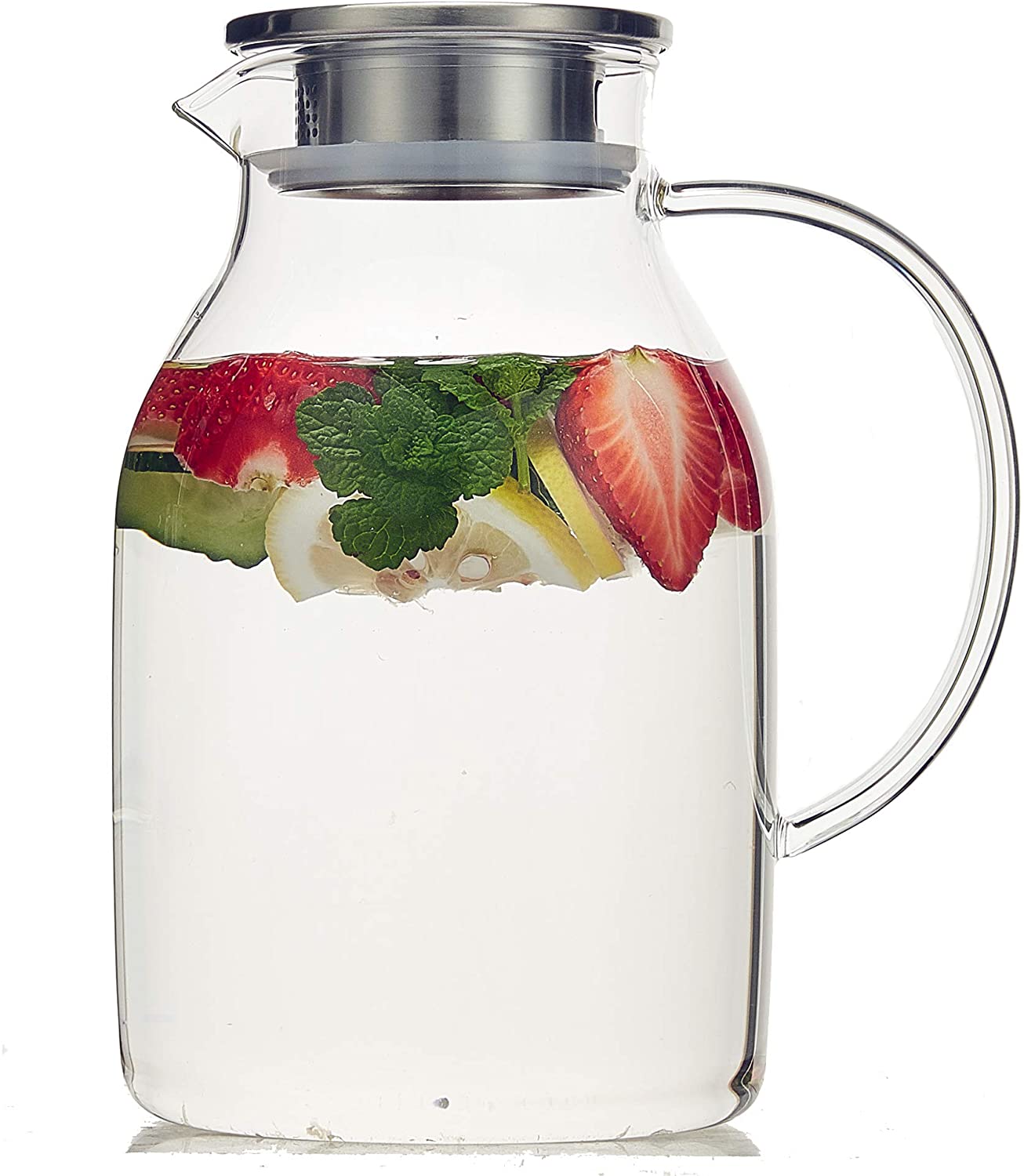 2010mls Pitcher Glass Pitcher with Lid Water Jug for Hot/Cold Water Ice Tea and Juice Beverage