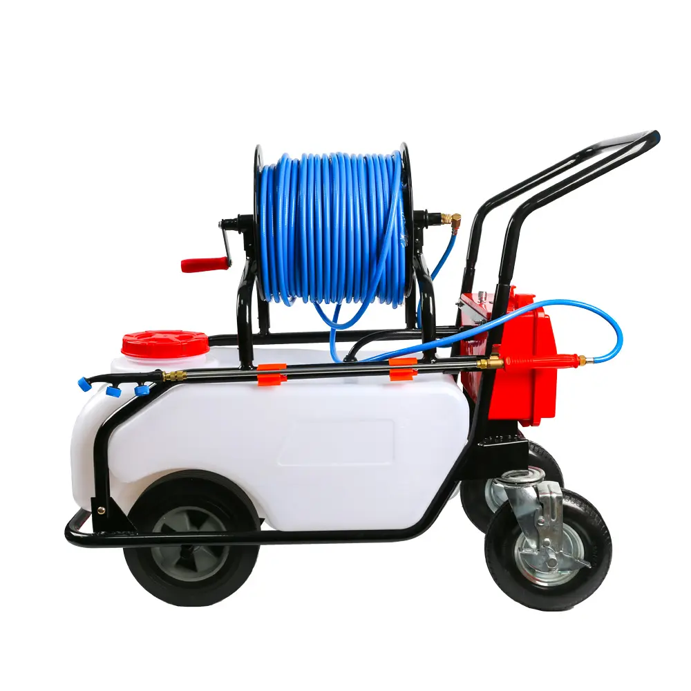 High quality agricultural rechargeable battery electric trolley sprayer with wheels