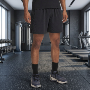 Solid <b>Black</b> <b>Men</b> Athletic <b>Shorts</b> Breathable Mid Waist Elastic Drawstring Training Running Gym <b>Short</b> Wholesale Rate OEM 2026 - Product Image 4