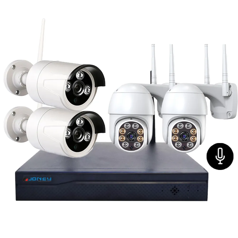 4channel nvr wifi kits wireless cctv security camera system 3.6mm lens outdoor audio record 2mp Bullet IP /PTZ camera 4ch kits