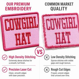 Eco-friendly Wholesale custom embroidered patch Hot Wife Husband Fun Words Pink Embroidered <b>iron</b> on patches for Hat Badge Bag - Product Image 2