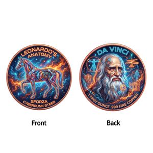 Moneta Commemorativa Personalizzata <span class=keywords><strong>da</strong></span> 1oz in Rame Puro con Stampa UV, Uomo Vitruviano, Fiore della Vita, Piramide, Geometria Sacra, <span class=keywords><strong>Arte</strong></span> di <span class=keywords><strong>Leonardo</strong></span> <span class=keywords><strong>Da</strong></span> <span class=keywords><strong>Vinci</strong></span> - Product Image 2