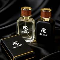Flacon de parfum en verre vide noir à sertir, formes carrées plates personnalisées, 50 ml, 30 ml, 100 ml, avec emballage en boîte
