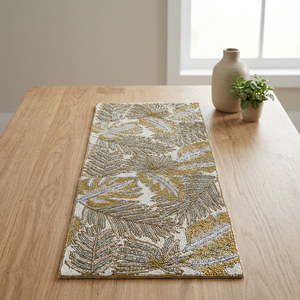 Embroidered Plant Pattern <b>Table</b> <b>Runner</b> Bohemian Style Washable Home Decor 35x12 Inch - Product Image 1