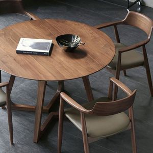 Nordic Minimalist Solid Wood <b>Round</b> Coffee <b>Table</b> Natural Walnut Color <b>Small</b> Size For Home Apartment Balcony Leisure Use - Product Image 3