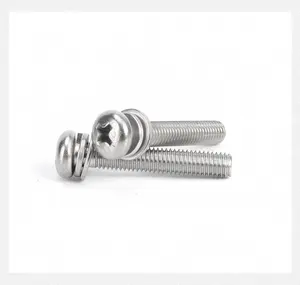 M4*10 304 Stainless Steel Round Head Phillips Pan Head Triple Combination Screws