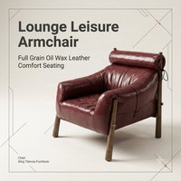 Fauteuil de loisirs en cuir PU et bois de frêne, rembourré en éponge, avec appui-tête roulant, style Mid-Century, pour la maison, l'hôtel et l'appartement, fabriqué à Foshan